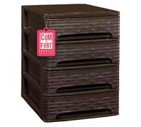 Com-fort house | cajonera apilable de plástico | modelo bambú | color wengue | modelo de 4 cajones