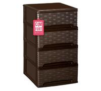 Com-fort house | cajonera apilable de plástico | modelo bambu | color wengue | modelo de 4 cajones
