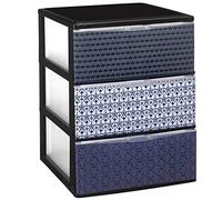 COM-FORT HOUSE | Cajonera Apilable de Plástico | Modelo Iris | Diseño Mosaico | Modelo de 3 Cajones | Cajones de Almacenamiento Modular