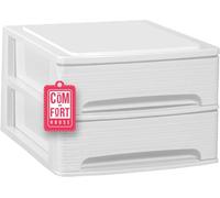 Com-fort house | cajonera apilable de plástico | modelo lineas | color blanco| modelo de 2 cajones
