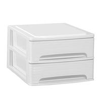 COM-FORT HOUSE | Cajonera Apilable de Plástico | Modelo Lineas | Color Blanco| Modelo de 2 Cajones | Cajones de Almacenamiento Modular