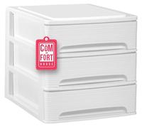 Com-fort house | cajonera apilable de plástico | modelo lineas | color blanco| modelo de 3 cajones