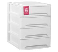 Com-fort house | cajonera apilable de plástico | modelo lineas | color blanco| modelo de 4 cajones