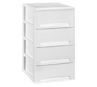 Com-fort house | cajonera apilable de plástico | modelo lineas | color blanco | modelo de 4 cajones