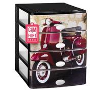 Com-fort house | cajonera apilable de plástico | modelo moto | color negro| modelo de 4 cajones