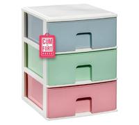 Com-fort house | cajonera apilable de plástico | modelo multicolor | color blanco | modelo de 3 cajones