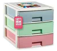 Com-fort house | cajonera apilable de plástico | modelo multicolor | color blanco | modelo de 3 cajones
