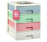 Com-fort house | cajonera apilable de plástico | modelo multicolor | color blanco | modelo de 4 cajones