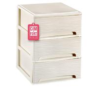 Com-fort house | cajonera apilable de plástico | modelo ondas | color blanco roto | modelo de 3 cajones