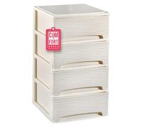 Com-fort house | cajonera apilable de plástico | modelo ondas | color blanco roto | modelo de 4 cajones