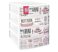 Com-fort house | cajonera apilable de plástico | modelo textos | color blanco| modelo de 4 cajones