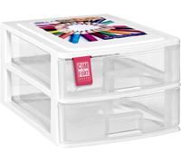Com-fort house | cajonera apilable de plástico | modelo transparente | color blanco | modelo de 2 cajones