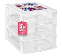 Com-fort house | cajonera apilable de plástico | modelo transparente | color blanco | modelo de 3 cajones