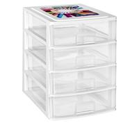 Com-fort house | cajonera apilable de plástico | modelo transparente | color blanco | modelo de 4 cajones