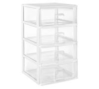 Com-fort house | cajonera apilable de plástico | modelo transparente | color blanco | modelo de 4 cajones