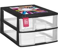 Com-fort house | cajonera apilable de plástico | modelo transparente | color negro | modelo de 2 cajones