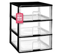 Com-fort house | cajonera apilable de plástico | modelo transparente | color negro | modelo de 3 cajones