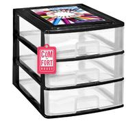 Com-fort house | cajonera apilable de plástico | modelo transparente | color negro | modelo de 3 cajones