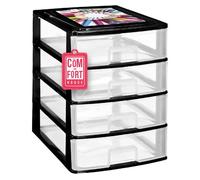 Com-fort house | cajonera apilable de plástico | modelo transparente | color negro | modelo de 4 cajones