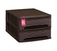 COM-FORT HOUSE- Cajonera Organizadora de Escritorio 2 Cajones Color Wengue, Mini Cajonera para Papeles y Material de Oficina, Organizador de Documentos 355 x 265 x 180 mm