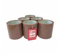 COM-FORT HOUSE | Cinta Adhesiva | Color Marrón | Cinta para Embalar | Perfecta para Envíos y Mudanzas | Cinta Adhesiva para paquetes | 48mm x 132m | Pack de 12 unidades |