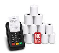 COM-FORT HOUSE Papel Térmico 57x35 mm 50 g/m² sin BPA - Pack 100 Rollos - Impresión Clara y Duradera - Para Datáfono, TPV y Tickets