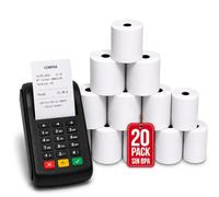 COM-FORT HOUSE Papel Térmico 57x35 mm 50 g/m² sin BPA - Pack 20 Rollos - Impresión Clara y Duradera - Para Datáfono, TPV y Tickets