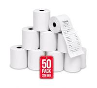 COM-FORT HOUSE Papel Térmico 80x80 mm 60 g/m² sin BPA - Pack 50 Rollos - Impresión Rápida y Nítida - Para TPV, Tickets y Cajas Registradoras