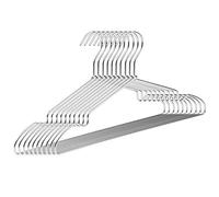 COM-FORT HOUSE Percha Aluminio en Pack de 10, 20, 30 Y 40 Und. Perchas de Metal de 42 cm de Largo, Inoxidables y Resistentes, Color Plata, 10 Und.
