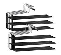 COM-FORT HOUSE - Perchas de Metal para Pantalones - Pack 12 Unidades - Perchas Color Negro - Finas y Resistentes para Ordenar tu Ropa - con 3 Niveles para Colgar