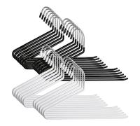 COM-FORT HOUSE - Perchas de Metal para Pantalones - Pack 24 Unidades - Perchas Color Blanco y Negro - Finas y Resistentes para Ordenar tu Ropa