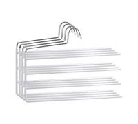 COM-FORT HOUSE - Perchas de Metal para Pantalones - Pack 4 Unidades - Perchas Color Blanco - Finas y Resistentes para Ordenar tu Ropa - con 4 Niveles para Colgar