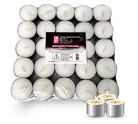 Com-fort house | velas de te blancas | pack velas de 25 unidades | velas de té calientaplatos | tealight | 8 horas de duración | velas decorativas sin perfume | velas para cena romántica en casa |