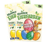 COM-FOUR® 10 Egg Color Efecto Mármol - Colorantes líquidos para huevos blancos y marrones - Con guantes especiales para un gran marmoleado - Simplemente colorea los huevos en frío (Mármol - 10 piezas)