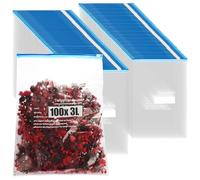 com-four® 100x Bolsas de Congelación 3 Litros con cierre, reutilizables para conservación alimentaria, uso múltiple hasta menos 40 grados