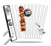 com-four® 10x pinchos para barbacoa con mango - 30 cm pincho doble para barbacoa de acero inoxidable 430 - pinchos shashlik con púas dobles para fijar carne (10 piezas - ovaladas de acero inoxidable)