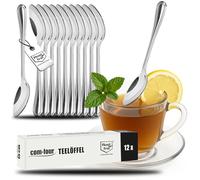 COM-FOUR® 12 Cuchas de acero inoxidable - Elegantes cubiertos con diseño sencillo para café, postre, té - Aprox. 15cm (12 piezas - 15cm)