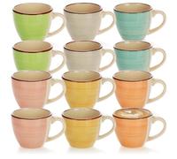 com-four 12 tazas de café de cerámica de hasta 125 ml - coloridas tazas de café - pequeñas tazas de café hechas a mano para expreso, moca y ristretto