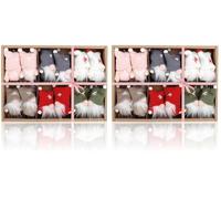 com-four® 12x Adornos Premium de Papá Noel para árbol, Figuras Decorativas Colgantes para el árbol, decoración Festiva o Etiquetas para Regalos Estilo escandinavo (Paquete de 2)