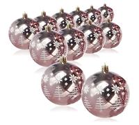 COM-FOUR® 12x Bolas de Navidad, Bolas de plástico irrompibles para árboles de Navidad, Adornos para el árbol de Navidad con Colgante