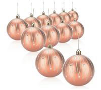 COM-FOUR® 12x Bolas de Navidad, Bolas de plástico irrompibles para árboles de Navidad, Adornos para el árbol de Navidad con Colgante