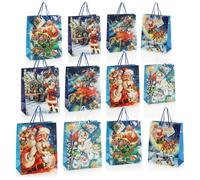 COM-FOUR® 12x bolsa de regalo para Navidad, Papá Noel y Adviento - embalaje de regalo 23cm / M - bolsa de regalo con motivos navideños - bolsa de regalo hecha de papel (12 piezas - M)