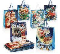 COM-FOUR® 12x bolsa de regalo para Navidad, Papá Noel y Adviento - embalaje de regalo 32cm / L - bolsa de regalo con motivos navideños - bolsa de regalo hecha de papel (12 piezas - L)