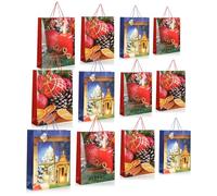 COM-FOUR® 12x bolsas de regalo para Navidad 42 cm - bolsa de papel Papá Noel y Adviento - bolsa de regalo XXL con motivos navideños - embalaje de regalo (12 piezas - XXL)