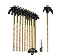 com-four® 12x Estacas para Tienda - Estacas de Acero Robustas con Soporte para Hilo y Cuerda - Estacas para Roca para Acampar y al Aire Libre - Ganchos para Tienda para Terreno Duro y Madera