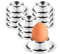 COM-FOUR® 12x hueveras de acero inoxidable - elegantes portahuevos termoaislantes con aspecto metálico - juego de desayuno con un diseño moderno y atemporal - para el hogar, el hotel o la restauración