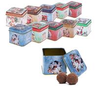 com-four® 12x lata para galletas, caja metálica para navideñas, caja festiva con tapa, dulces y regalos [selección variable] (12 piezas - colores surtidos)