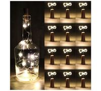 com-four® 12x Luz LED para Botellas - Cadena de Luces de Corcho para Uso en Interiores, para Botellas vacías de Vino y champán - Mini Luces LED con Funcionamiento con batería (012 piezas)