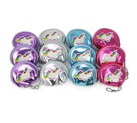 com-four® 12x Mini Monedero con Pegatina de Unicornio, Monedero en Rosa, Morado, Azul y Plateado, 6,5 x 6 cm (12 Piezas - Unicornio)