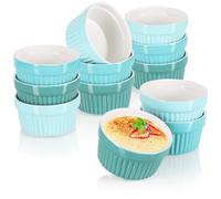 COM-FOUR® 12x moldes para soufflé - cuencos de cerámica creme brulee - moldes a prueba de horno - moldes para tazones de postre y pastelería, por ejemplo, aleta de ragú - en diferentes tonos de verde